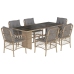 Set comedor de jardín 7 pzas con cojines ratán sintético beige