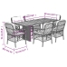 Set comedor jardín 7 pzas y cojines ratán sintético gris
