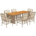 Set comedor de jardín 7 pzas con cojines ratán sintético beige