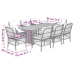 Set comedor de jardín 9 pzas con cojines ratán sintético beige