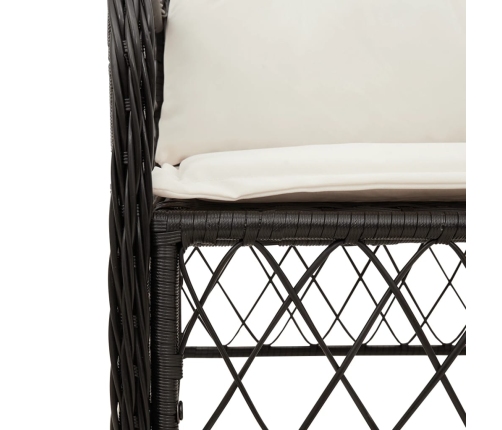 Set de muebles jardín 5 pzas con cojines ratán sintético negro