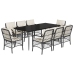 Set de comedor de jardín 9 pzas y cojines ratán sintético negro