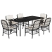 Set de comedor de jardín 7 pzas y cojines ratán sintético negro