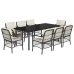 Set de comedor de jardín 9 pzas y cojines ratán sintético negro