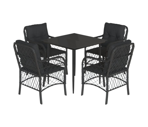 Set de muebles jardín 5 pzas con cojines ratán sintético negro