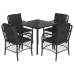 Set de muebles jardín 5 pzas con cojines ratán sintético negro