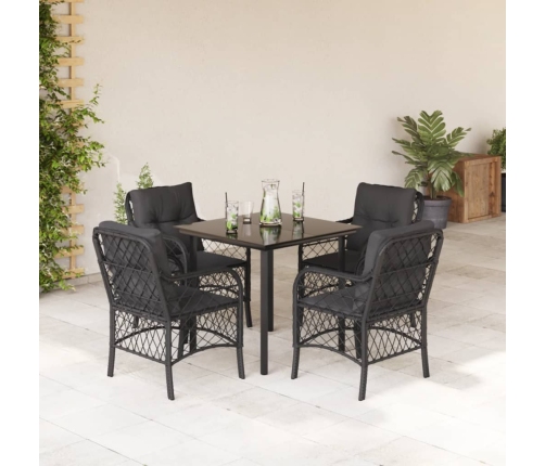 Set de muebles jardín 5 pzas con cojines ratán sintético negro
