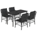 Set de muebles jardín 5 pzas con cojines ratán sintético negro