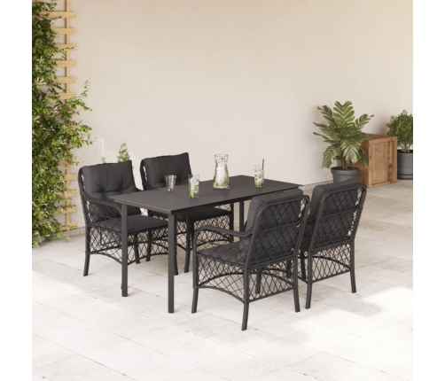 Set de muebles jardín 5 pzas con cojines ratán sintético negro