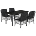 Set de muebles jardín 5 pzas con cojines ratán sintético negro