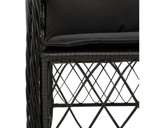 Set de muebles jardín 5 pzas con cojines ratán sintético negro