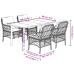 Set de muebles jardín 5 pzas con cojines ratán sintético negro