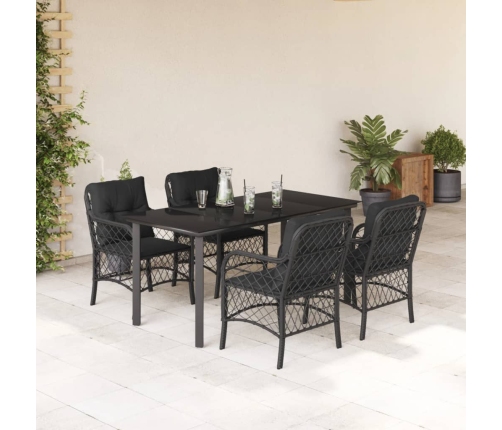 Set de muebles jardín 5 pzas con cojines ratán sintético negro
