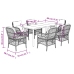 Set de comedor de jardín 7 pzas y cojines ratán sintético negro