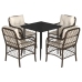 Set comedor de jardín 5 piezas y cojines ratán sintético marrón