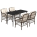 Set comedor de jardín 5 piezas y cojines ratán sintético marrón