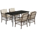 Set comedor de jardín 5 piezas y cojines ratán sintético marrón