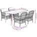 Set comedor de jardín 5 piezas y cojines ratán sintético marrón