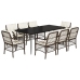 Set comedor para jardín 9 pzas y cojines ratán sintético marrón