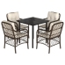 Set comedor de jardín 5 piezas y cojines ratán sintético marrón
