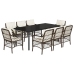 Set comedor para jardín 9 pzas y cojines ratán sintético marrón