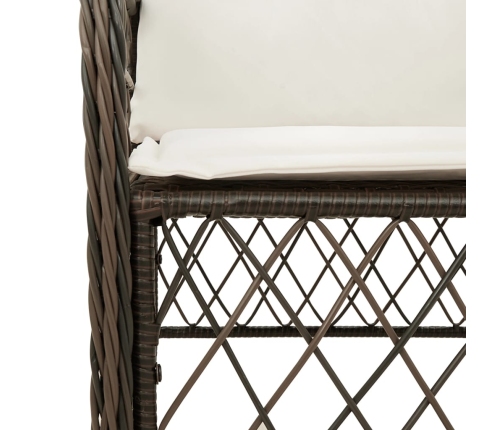 Set comedor para jardín 9 pzas y cojines ratán sintético marrón