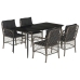 Set comedor de jardín 5 piezas con cojines ratán sintético gris