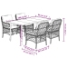 Set comedor de jardín 5 piezas con cojines ratán sintético gris