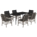 Set comedor jardín 7 pzas y cojines ratán sintético gris