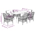 Set comedor jardín 7 pzas y cojines ratán sintético gris