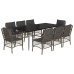 Set comedor jardín 9 pzas y cojines ratán sintético gris