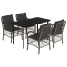 Set comedor de jardín 5 piezas con cojines ratán sintético gris