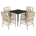 Set comedor de jardín 5 pzas con cojines ratán sintético beige