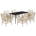 Set comedor de jardín 7 pzas con cojines ratán sintético beige