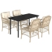 Set comedor de jardín 5 pzas con cojines ratán sintético beige