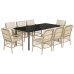 Set comedor de jardín 9 pzas con cojines ratán sintético beige
