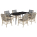 Set comedor de jardín 7 pzas con cojines ratán sintético beige