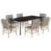 Set comedor de jardín 7 pzas con cojines ratán sintético beige