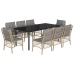 Set comedor de jardín 9 pzas con cojines ratán sintético beige