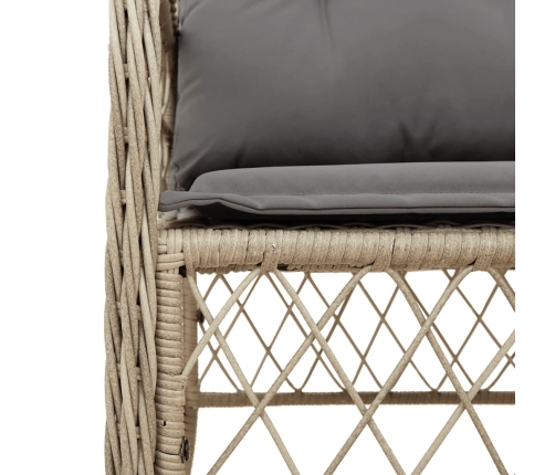 Set comedor de jardín 9 pzas con cojines ratán sintético beige