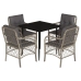 Set comedor de jardín 5 pzas cojines ratán sintético gris claro