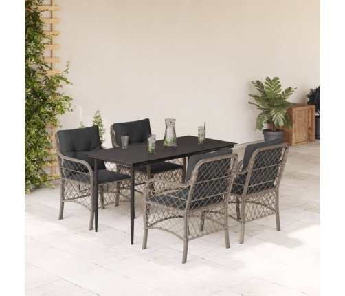 Set comedor de jardín 5 pzas cojines ratán sintético gris claro