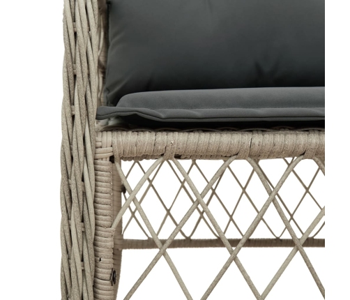 Set comedor jardín 7 pzas y cojines ratán sintético gris claro