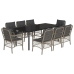 Set comedor de jardín 9 pzas cojines ratán sintético gris claro