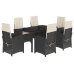 Set de comedor de jardín 7 pzas y cojines ratán sintético negro