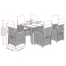 Set de comedor de jardín 7 pzas y cojines ratán sintético negro