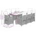 Set de comedor de jardín 9 pzas y cojines ratán sintético negro
