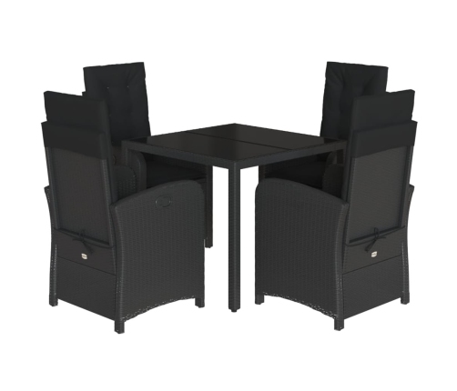 Set de muebles jardín 5 pzas con cojines ratán sintético negro