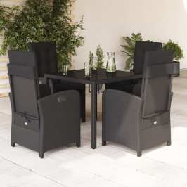 Set de muebles jardín 5 pzas con cojines ratán sintético negro