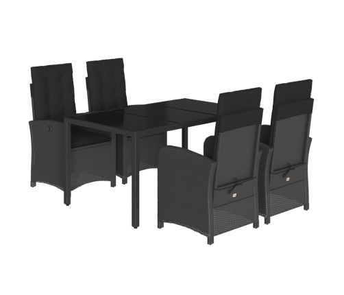 Set de muebles jardín 5 pzas con cojines ratán sintético negro